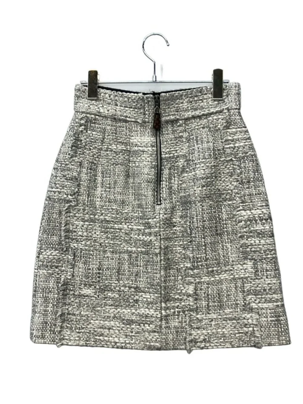 Louis Vuitton Mini Skirt Tweed Logo Zipper Charm 36